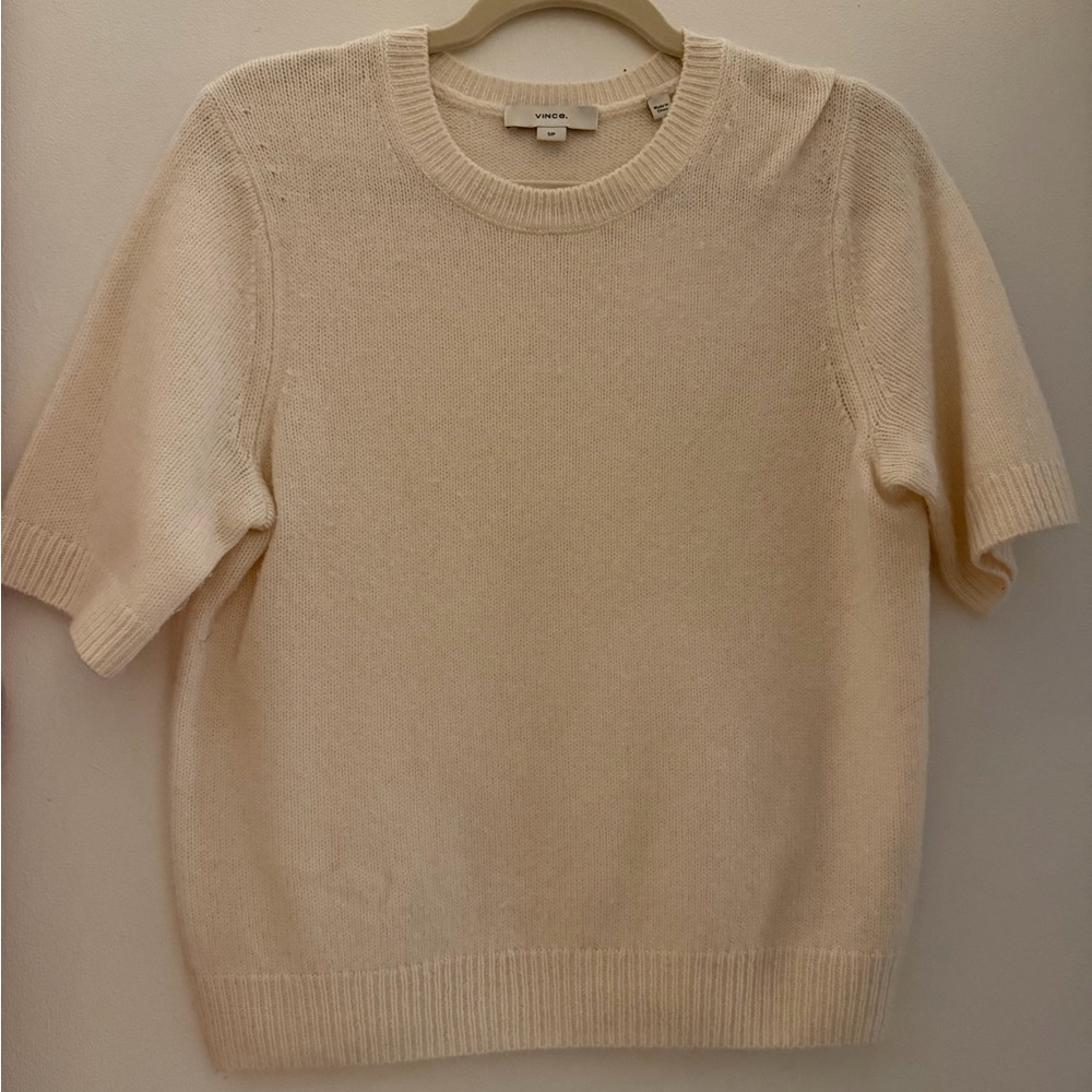 Vince Short Sleeve Crewneck Knit in Cream